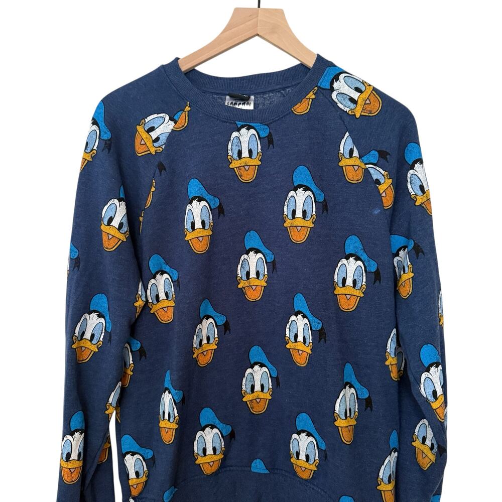 Disney Donald Duck All Over Print Crewneck Sweatshirt Blue Unisex Size Medium - Picture 3 of 8